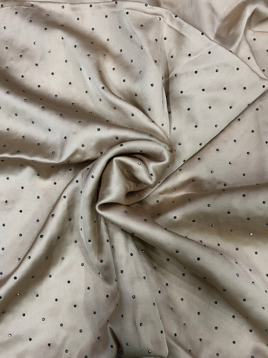 Studded Silk Hijab - Golden (Black Stud)