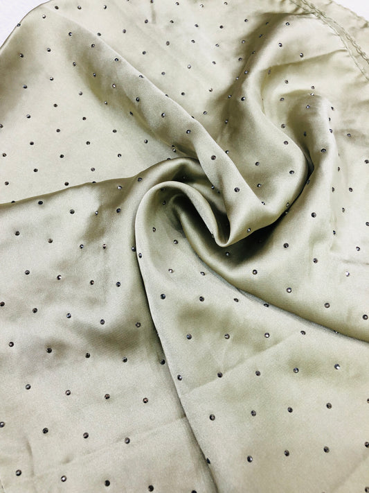 Studded Silk Hijab - Pistachio (Black Stud)