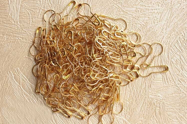 Coil less Hijab Safety pins Golden 12 pcs.