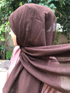 Glitter Shiffon Hijab - Chocolate Brown