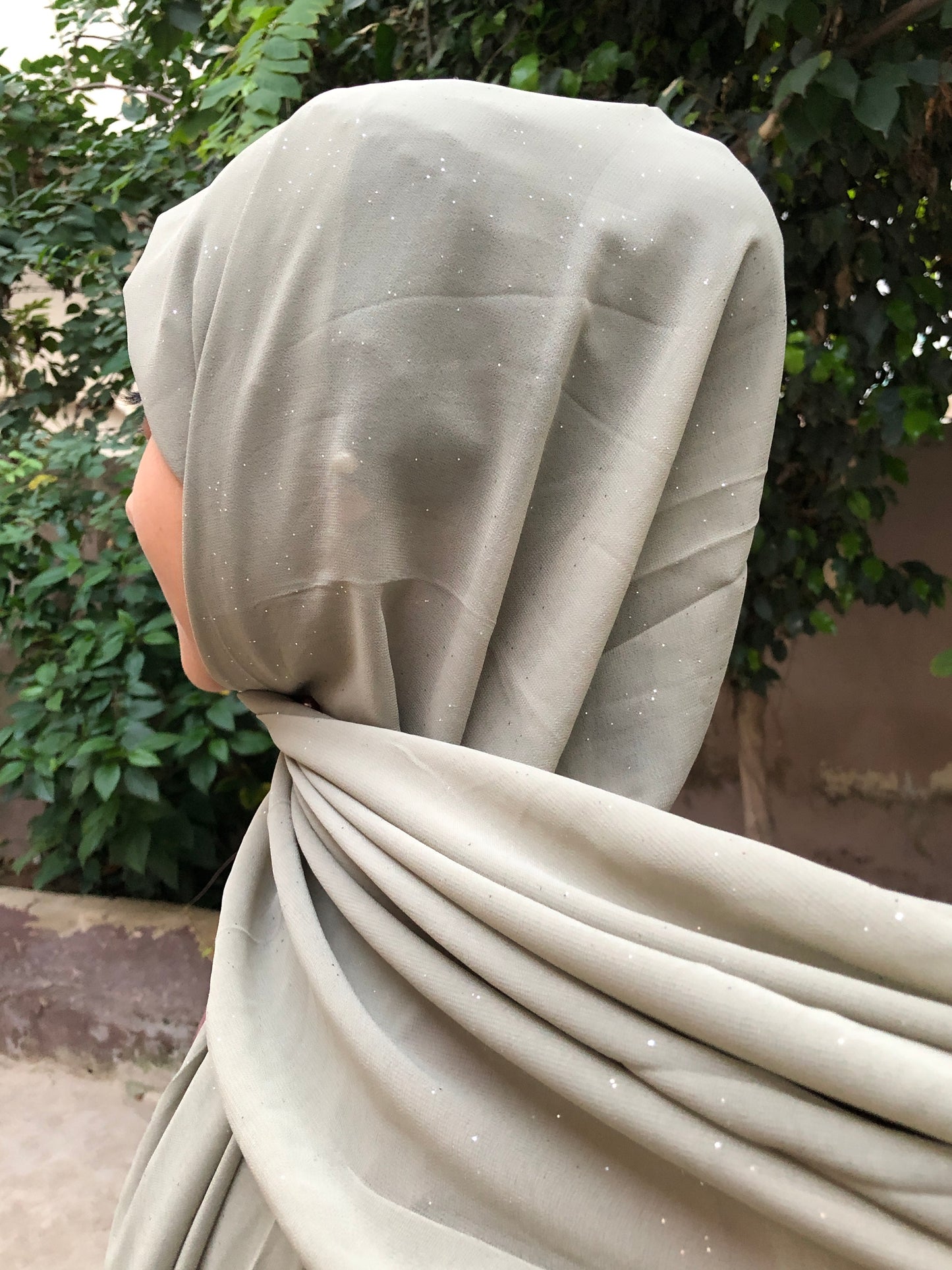 Glitter Shiffon Hijab - Olive