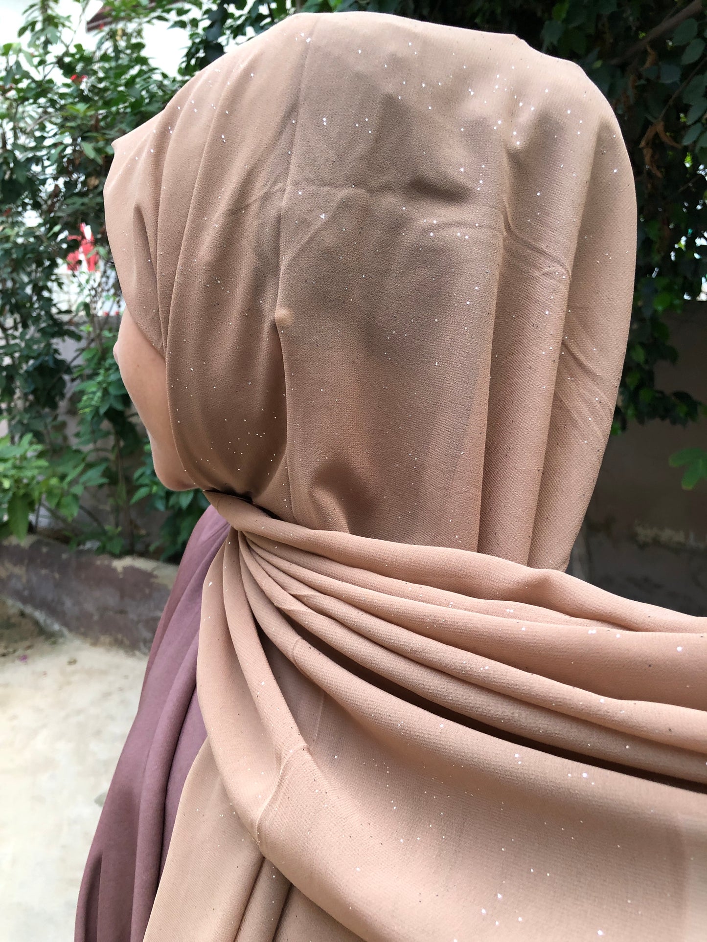 Glitter Shiffon Hijab - Tan