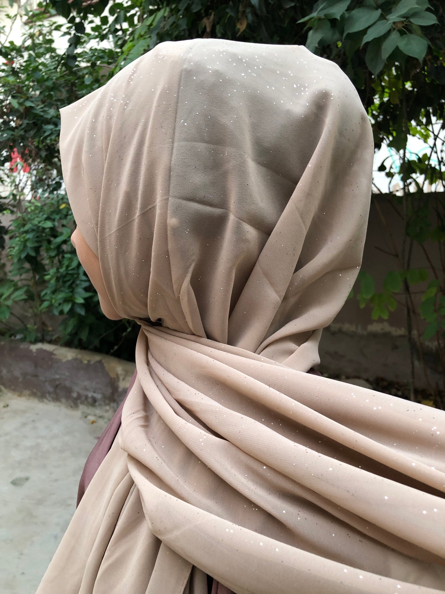 Glitter Shiffon Hijab - Wheat