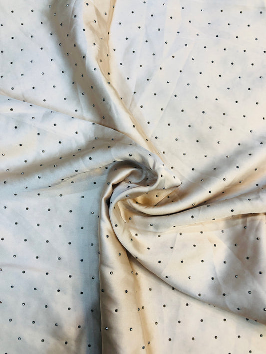 Studded Silk Hijab - Cream (Black Stud)