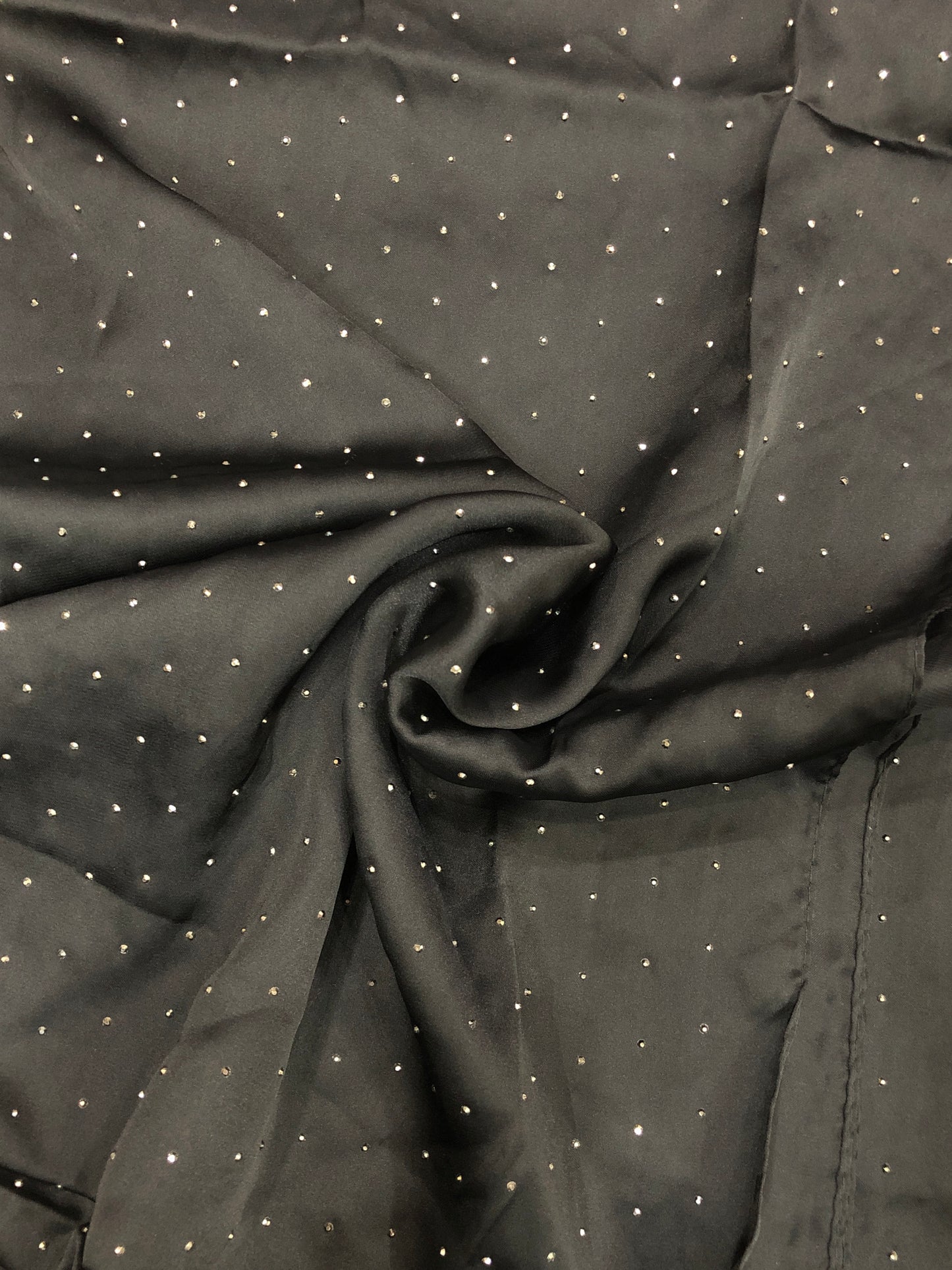 Studded Silk Hijab - Black (Black Stud)