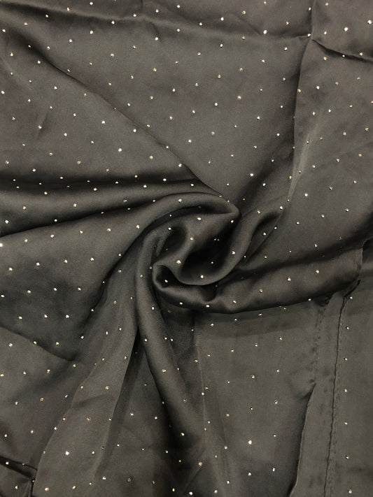 Studded Silk Hijab - Black (Black Stud)