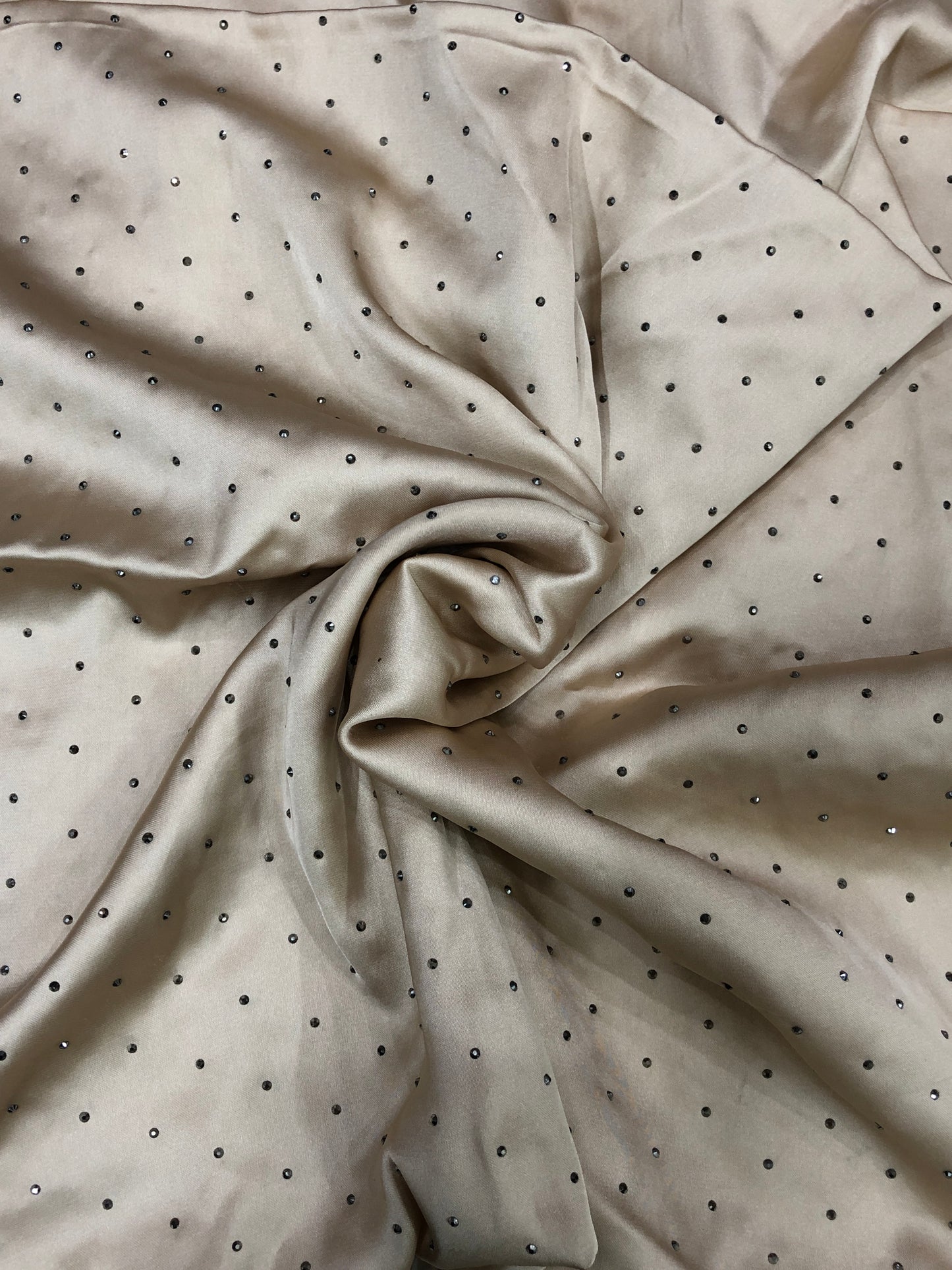 Studded Silk Hijab - Golden (Black Stud)