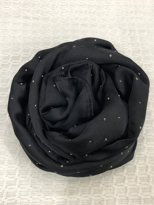 Studded Silk Hijab - Black (Black Stud)