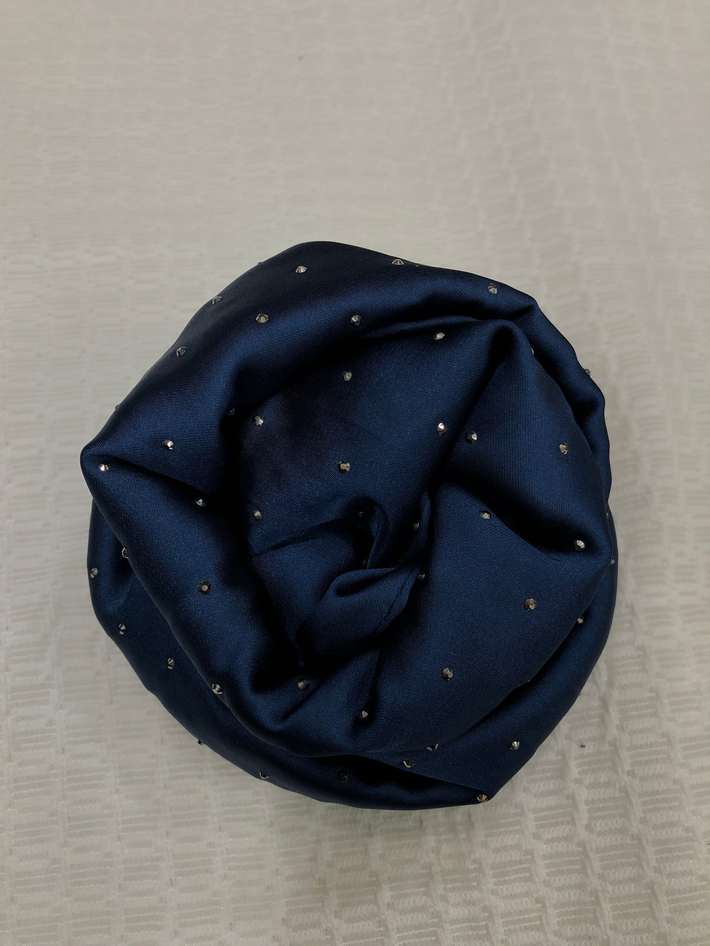 Studded Silk Hijab - Navy Blue (Black Stud)
