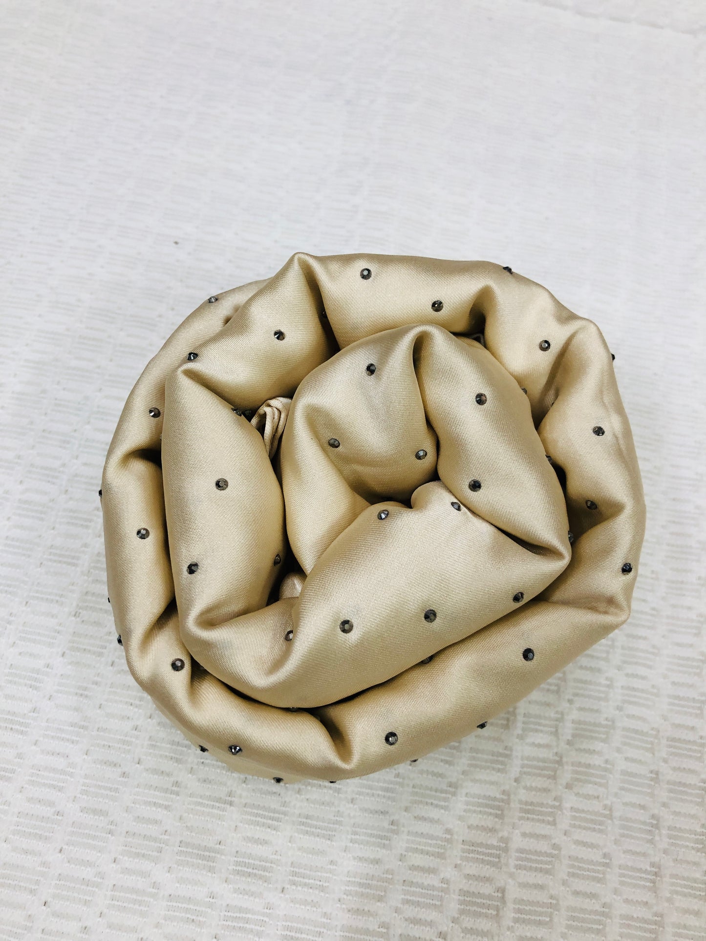 Studded Silk Hijab - beige (Black Stud)