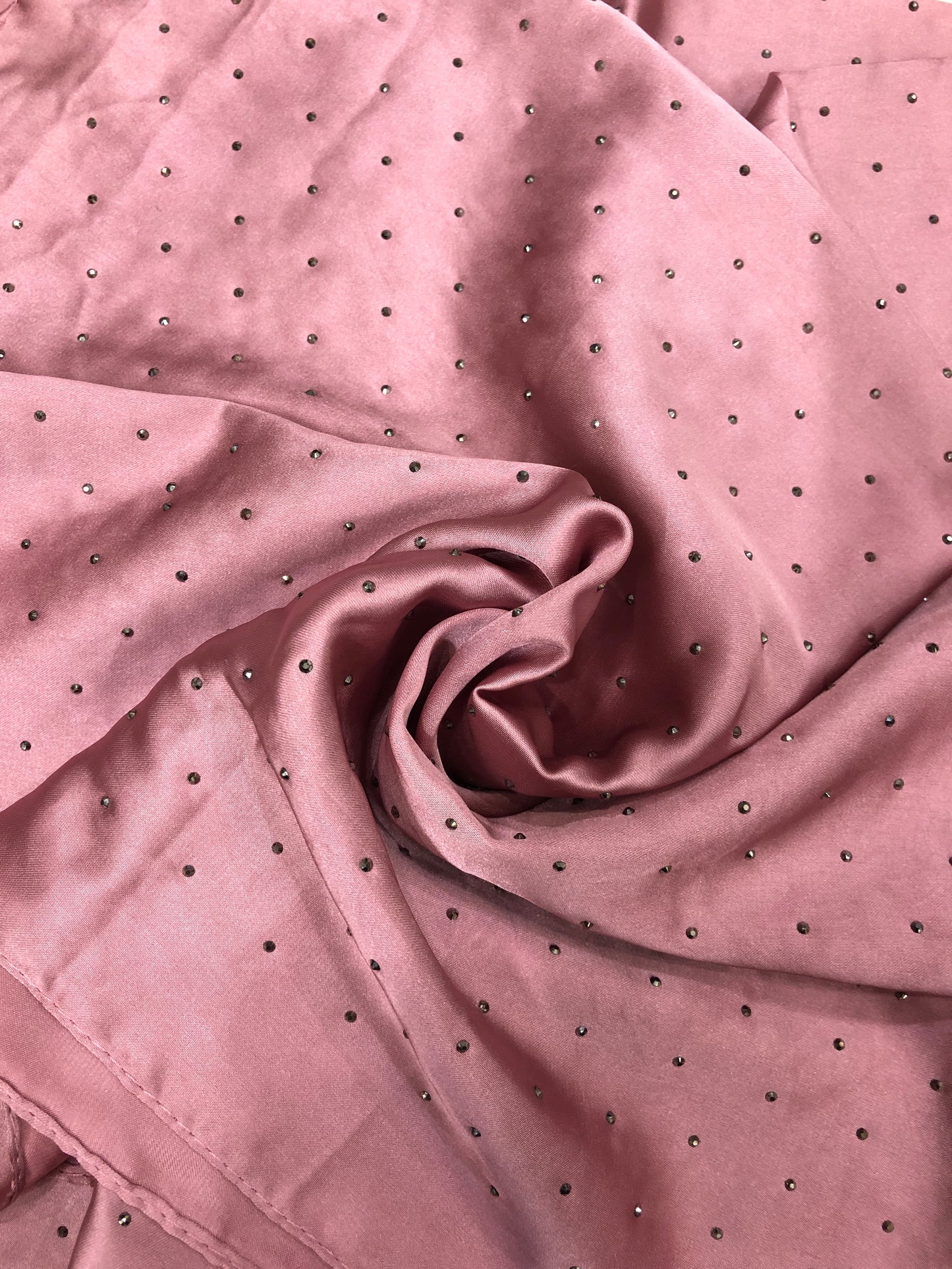 Studded Silk Hijab - Tea pink (Black Stud)
