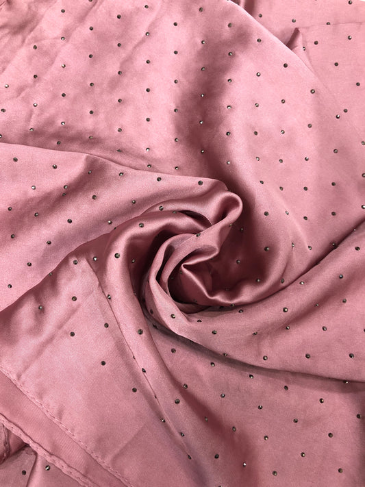 Studded Silk Hijab - Tea pink (Black Stud)