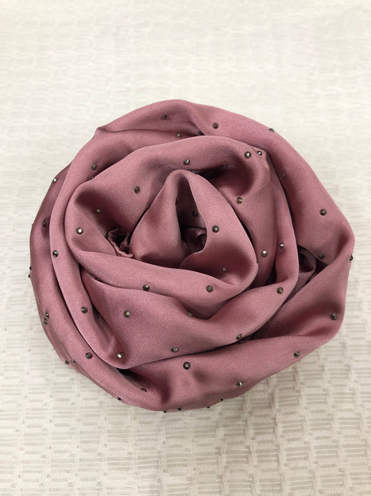 Studded Silk Hijab - Tea pink (Black Stud)