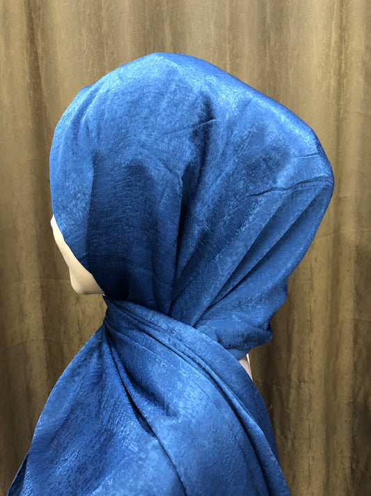 Velvet Silk Hijab - Navy Blue
