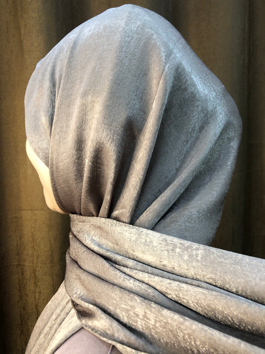 Velvet Silk Hijab - Silver
